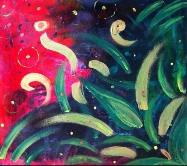 Golden Strokes Painting, Painted Oil, Acrylic Paints, Classic Christmas Combination